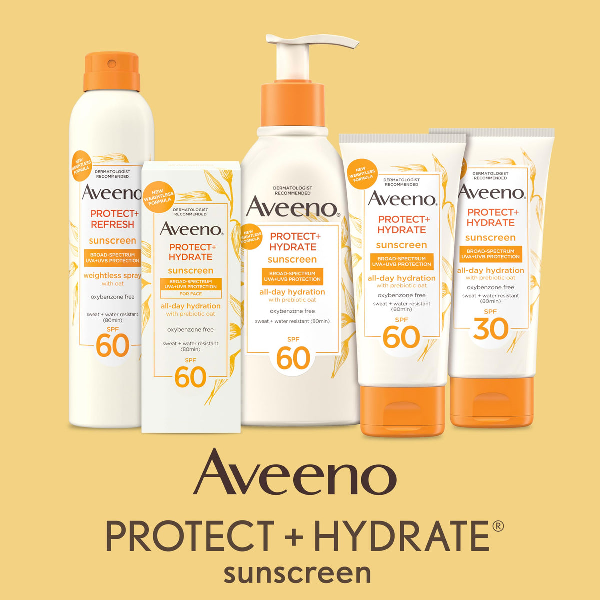 Aveeno Protect + Hydrate SPF 60 Face Sunscreen, Prebiotic Oat, 2 fl oz Aveeno