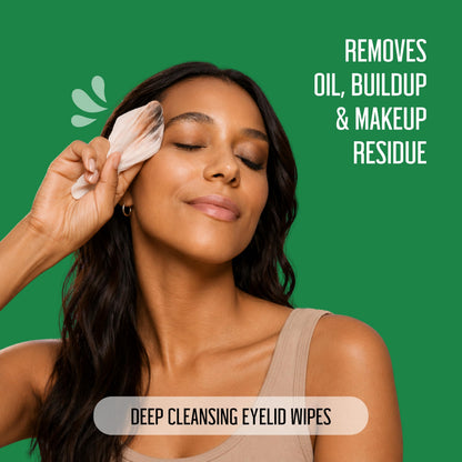 PURELID 100PCs Tea Tree Eyelid Wipes – Cleaning Eye Wipes for People with Dry Eyes & Allergies – Gentle Eyelid Cleanser with Hyaluronic Acid, Chamomile and Aloe – Individually Wrapped & Biodegradable PURELID