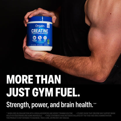 Orgain Creatine Monohydrate Micronized Powder, 100 Servings, Unflavored, Supports Muscle Growth, Post Workout Recovery and Brain Health, No Artificial Additives Orgain