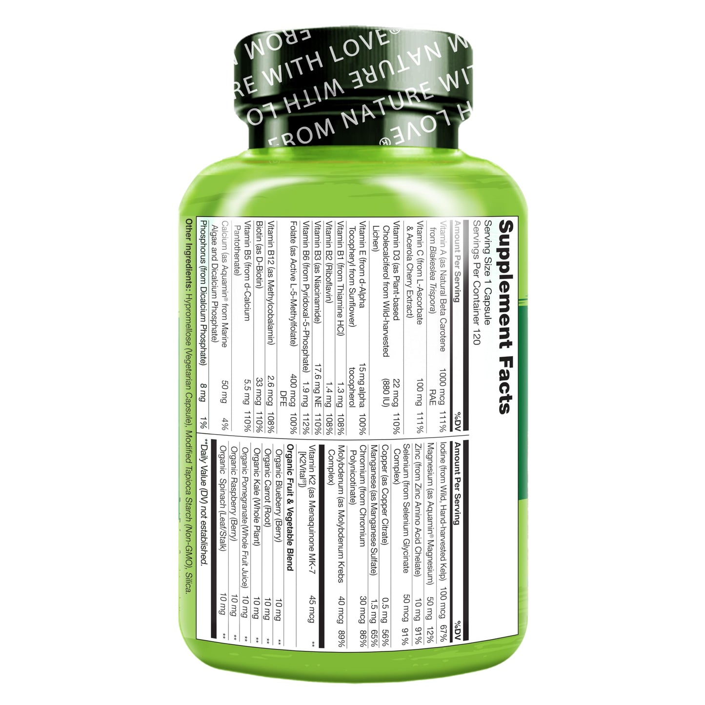 NATURELO Mens Multivitamins - One Daily Multivitamin for Men with Vitamins, Minerals & Organic Whole Foods, Boost Energy & Health NATURELO