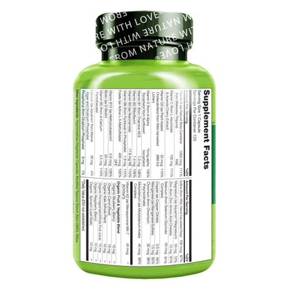 NATURELO Mens Multivitamins - One Daily Multivitamin for Men with Vitamins, Minerals & Organic Whole Foods, Boost Energy & Health NATURELO