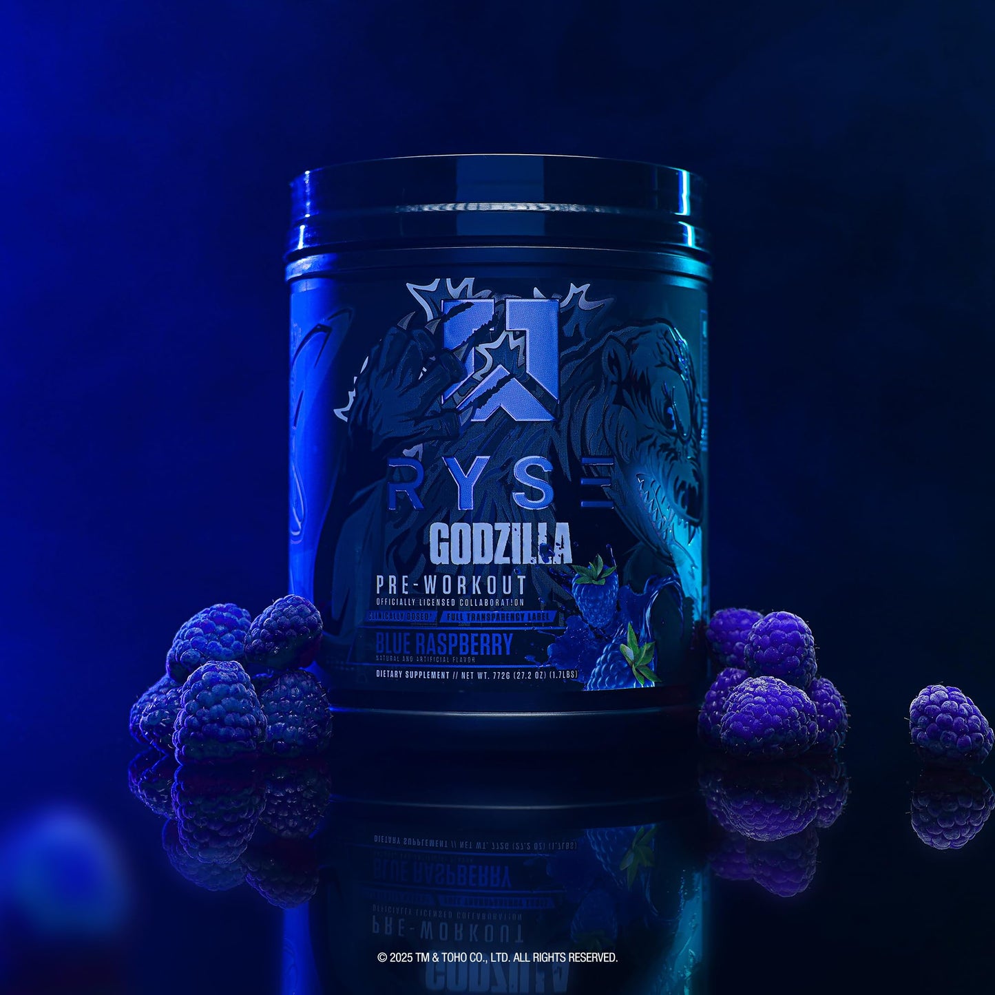 RYSE Godzilla X Noel Deyzel Pre Workout Powder - Monsterberry Lime - 400mg Caffeine, High Stim Pre-Workout for Men & Women with Citrulline & Beta Alanine - Energy, Pump & Focus - 20/40 Servings
