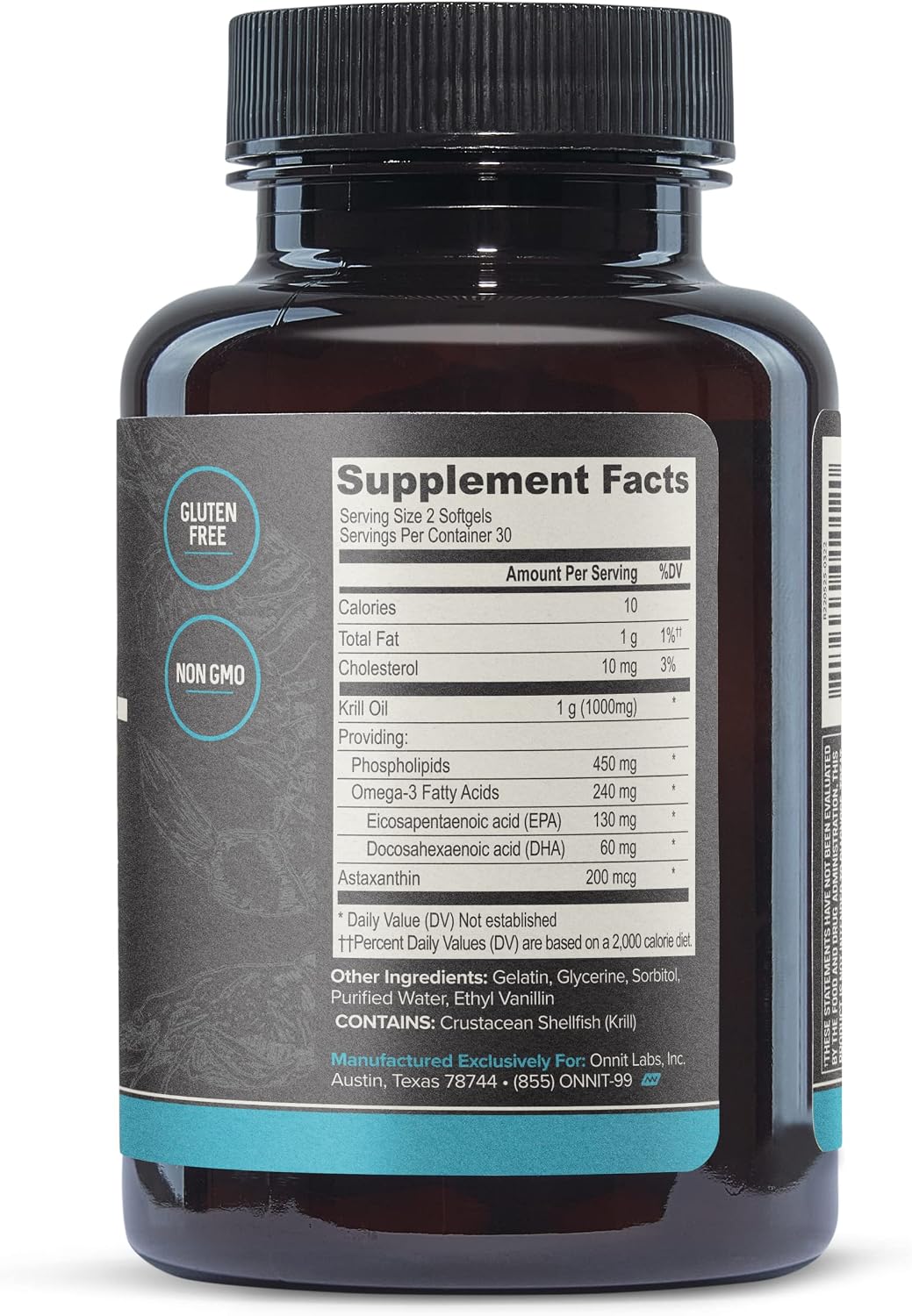 ONNIT Antarctic Krill Oil Soft Gels, IGEN™ Non-GMO Tested Dietary Supplement with Omega-3s, EPA, Astaxanthin & Phospholipids for Cognitive, Cardiovascular & Joint Health, 1000mg Per Serving, 60 Count