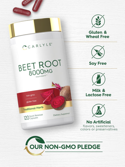 Carlyle Beet Root Capsules | 120 Count | Quick Release Capsules | Non-GMO and Gluten Free Supplement Carlyle