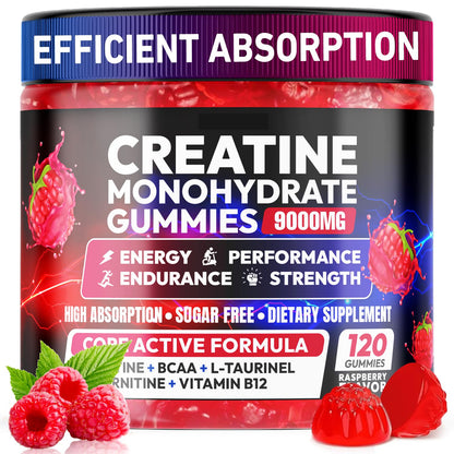 Cytona Creatine Gummies Monohydrate Complex 9000MG, Pre-Workout for Men & Women, Creatine Gummy with L-Taurine, BCAA 2:1, B12/6 for Muscle Support Cytona