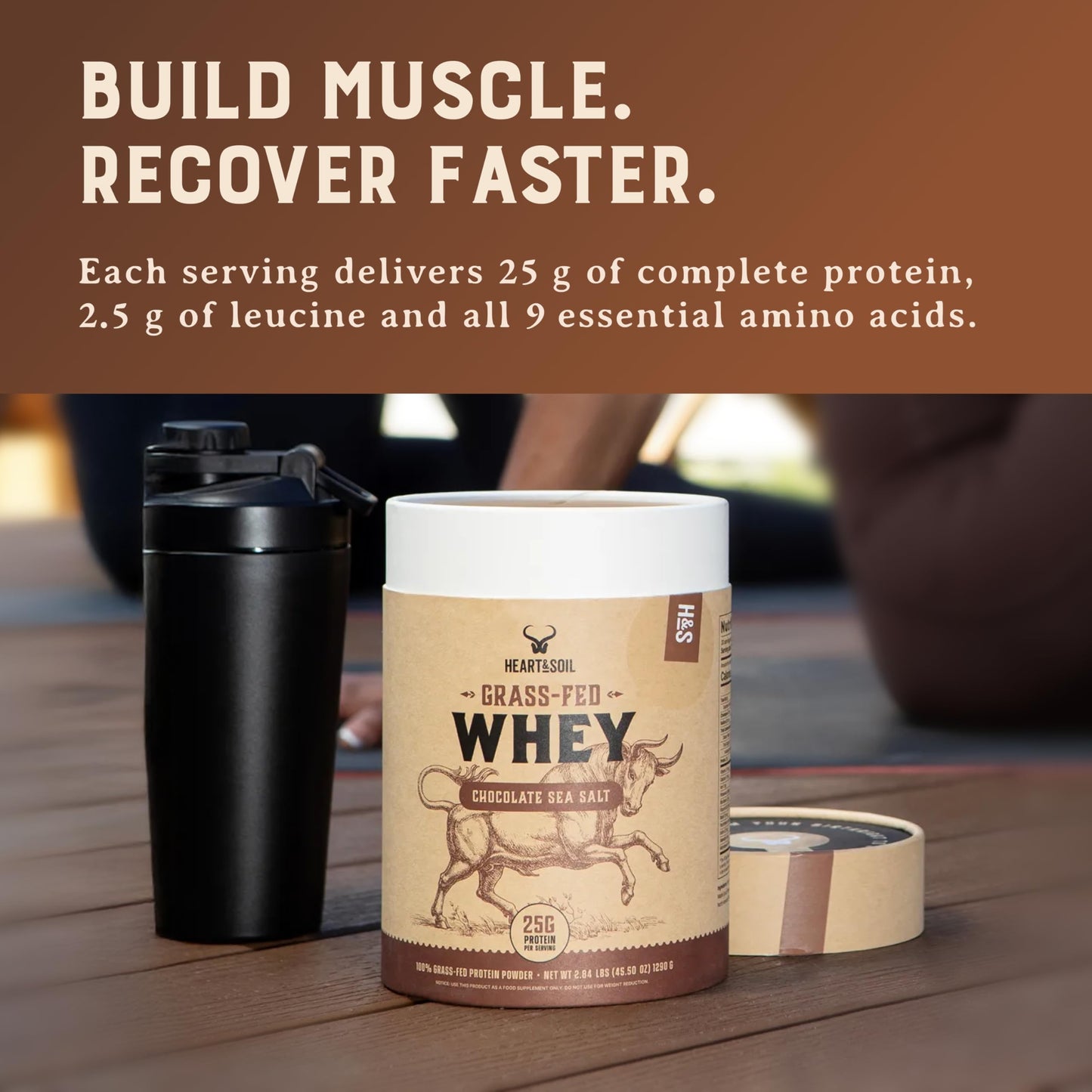 100% Grass Fed Whey Chocolate Protein Powder – Only Four Ingrediants, Absolutely Nothing Artificial – 25g of Grass Fed Whey Protein Per Serving – Clean Post Workout Recovery Powder – 2.84 lbs
