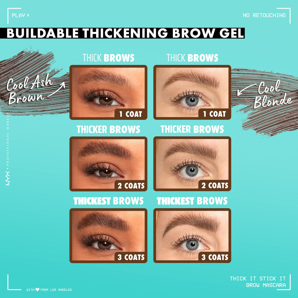 NYX PROFESSIONAL MAKEUP Thick It Stick It Thickening Brow Mascara, Eyebrow Gel - Brunette NYX PROFESSIONAL MAKEUP