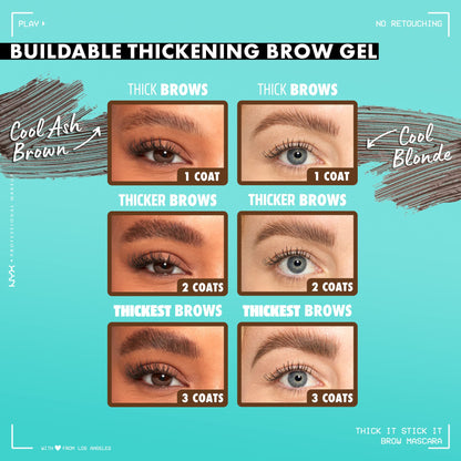 NYX PROFESSIONAL MAKEUP Thick It Stick It Thickening Brow Mascara, Eyebrow Gel - Brunette NYX PROFESSIONAL MAKEUP