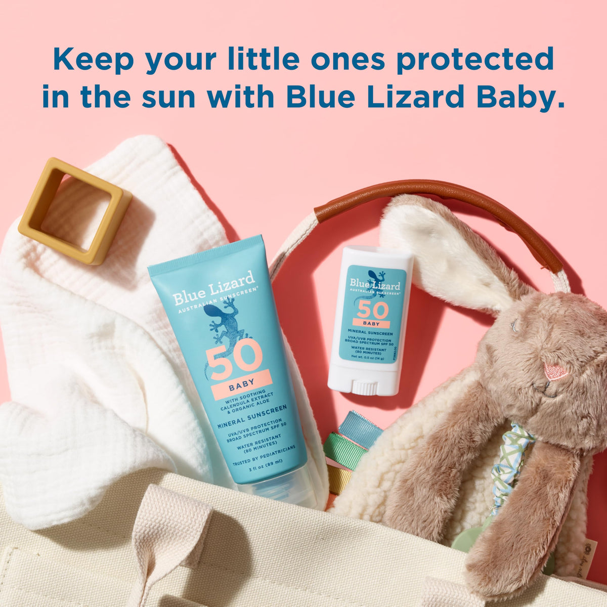 BLUE LIZARD Baby Mineral Sunscreen with Zinc Oxide, SPF 50+, Water Resistant, UVA/UVB Protection with Smart Cap Technology - Fragrance Free, 3 Ounce Tube BLUE LIZARD
