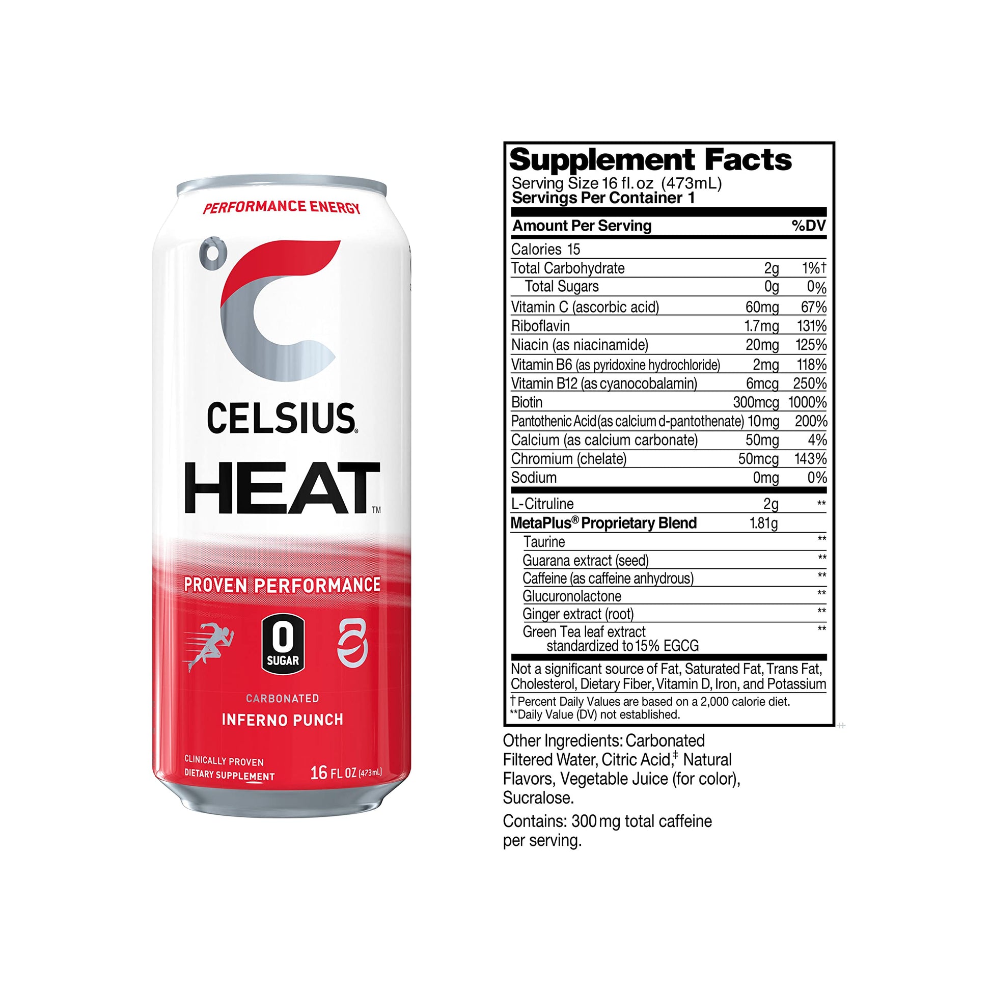 CELSIUS HEAT Inferno Punch Performance Energy Drink, Zero Sugar, 16oz. Can (Pack of 12) CELSIUS buy australia supplements