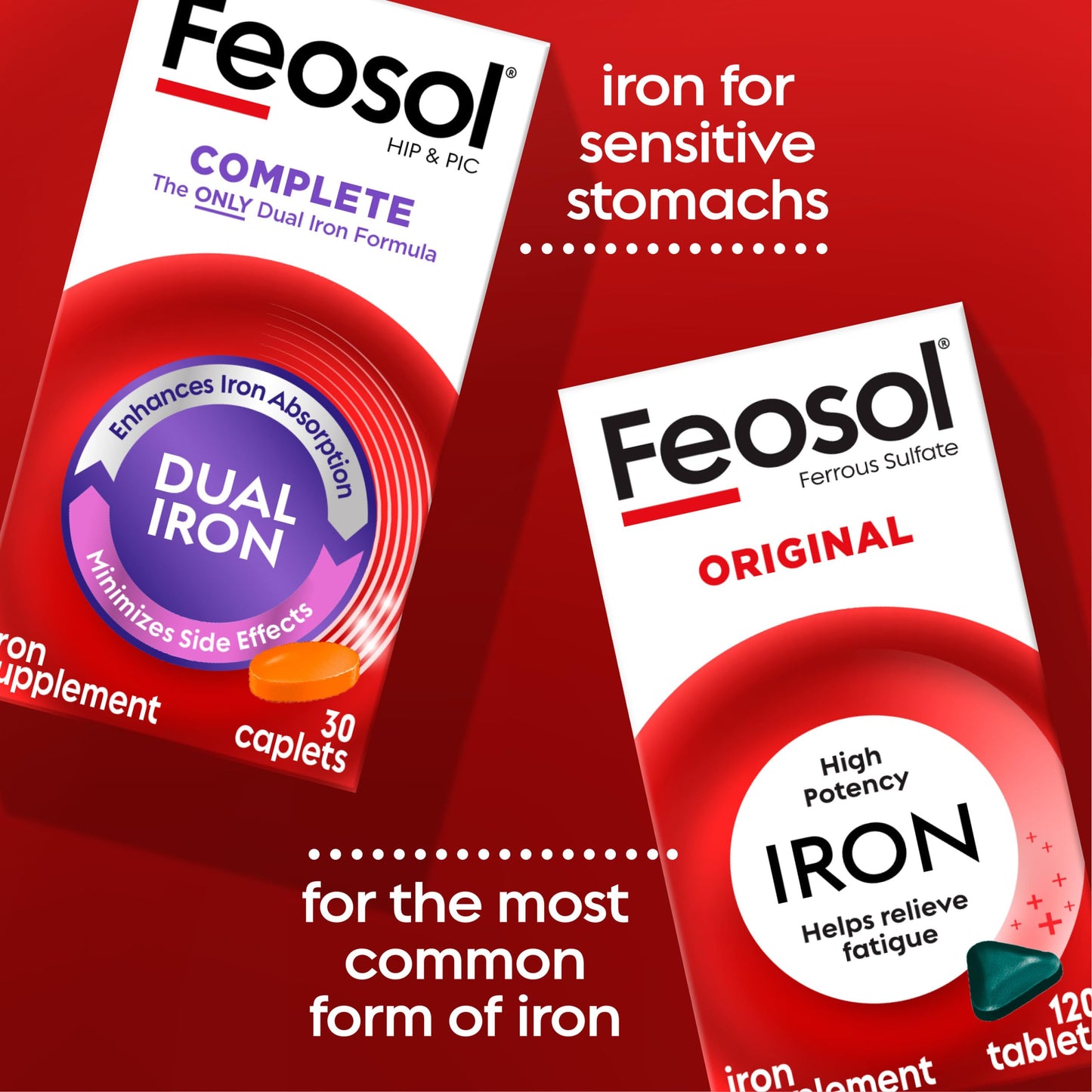Feosol Original Iron Supplement Tablets, Non-heme, 65mg Iron per Pill, 1 Per Day, 120ct, 4 Month Supply, for Energy and Immune System Support, Made in USA Feosol