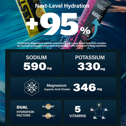ZestLytes 40 Sticks Sport Hydration Sugar Free Electrolyte Packets, High Sodium Low Calorie Electrolyte Powder Drink Mix, Liquid Daily IV Flavors ZestLytes