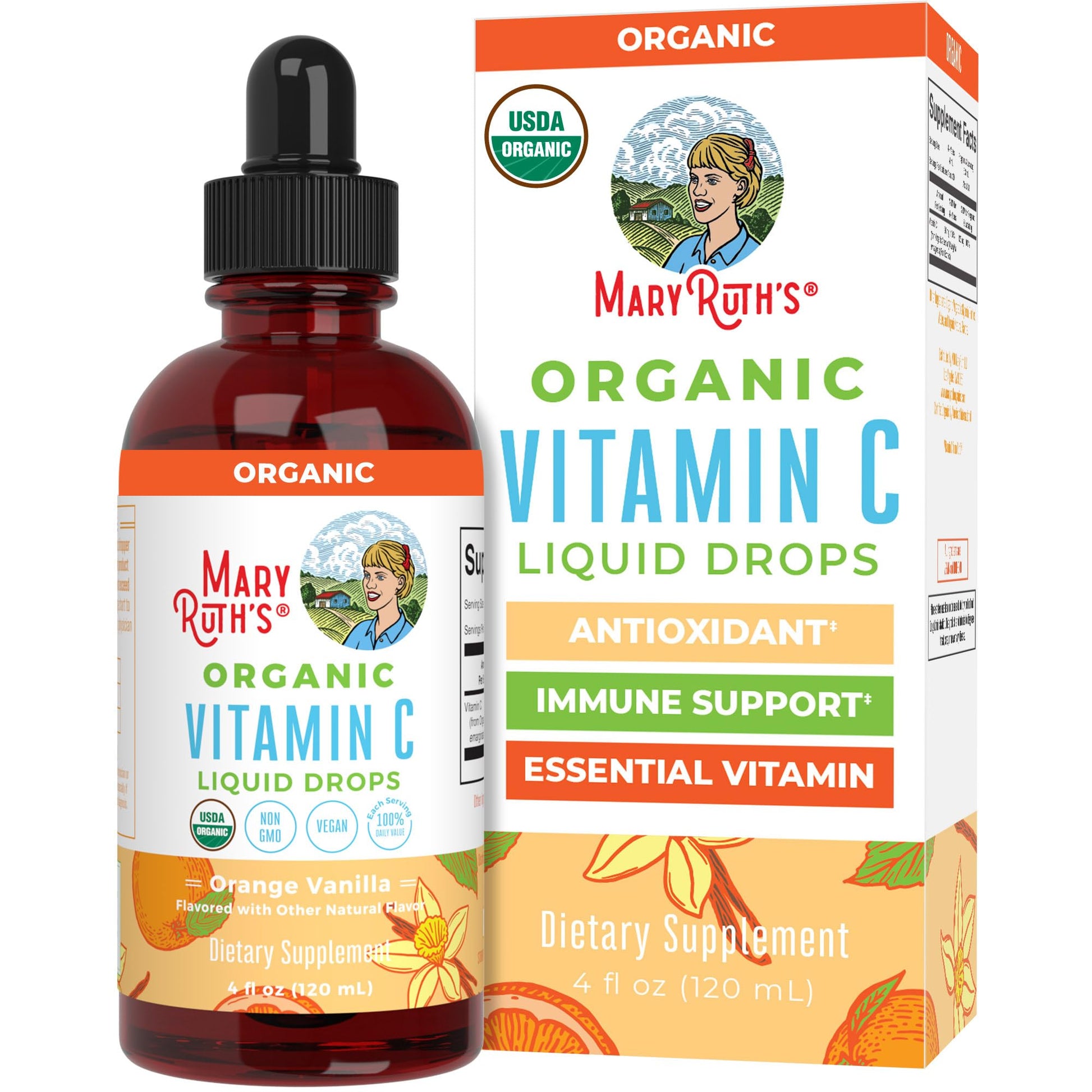 MARYRUTH'S Organic Vitamin C Supplement | Liquid Vitamin C Liquid Drops for Adults & Kids | Immune Support Supplement for Overall Health MARYRUTH'S