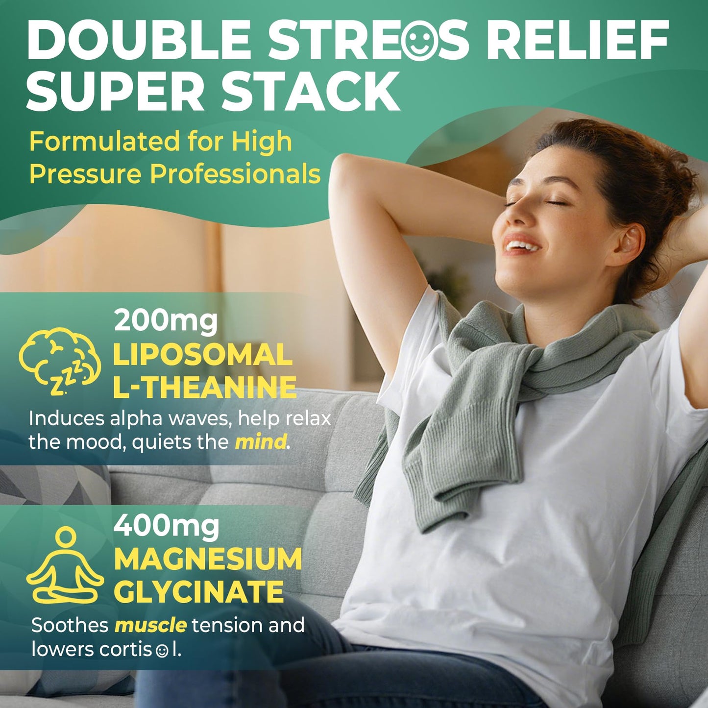 Liposomal L-Theanine 200mg Magnesium Glycinate 400mg Gummies with GABA, 5HTP, Apigenin, Vitamin B6 & D3, Ashwagandha, Lemon Balm Leaf, Melatonin Free Sleep NEVISS