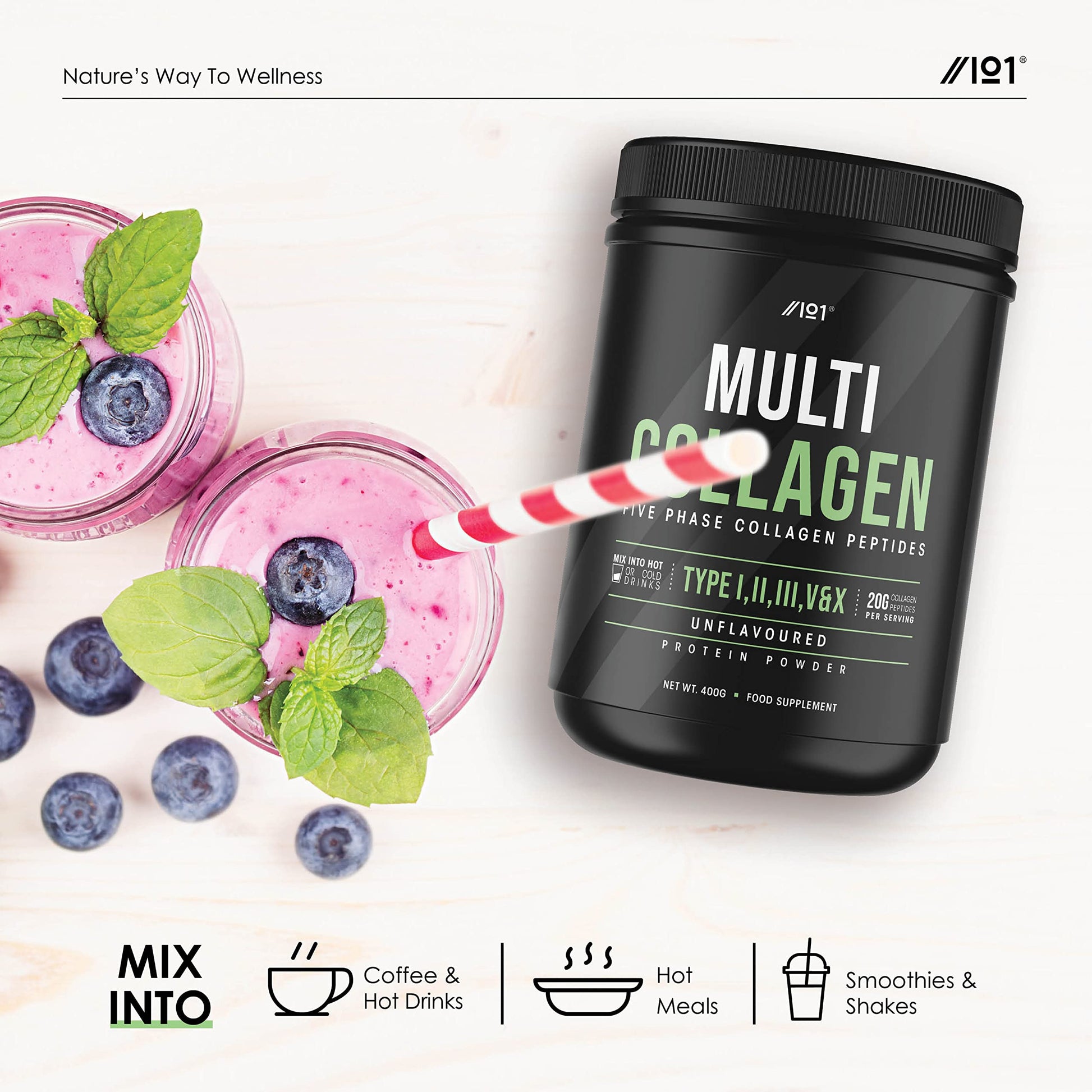 Multi Collagen Protein Powder (400g) - Types I, II, III, V & X - Hydrolyzed Grass Fed Bovine, Wild Caught Fish ALPHA01 buy australia supplements