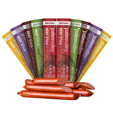 Paleovalley 100% Grass Fed Beef Sticks - Delicious Gluten Free Beef Snack - High Protein Keto Friendly, 50 Count Variety Pack Paleovalley buy australia supplements