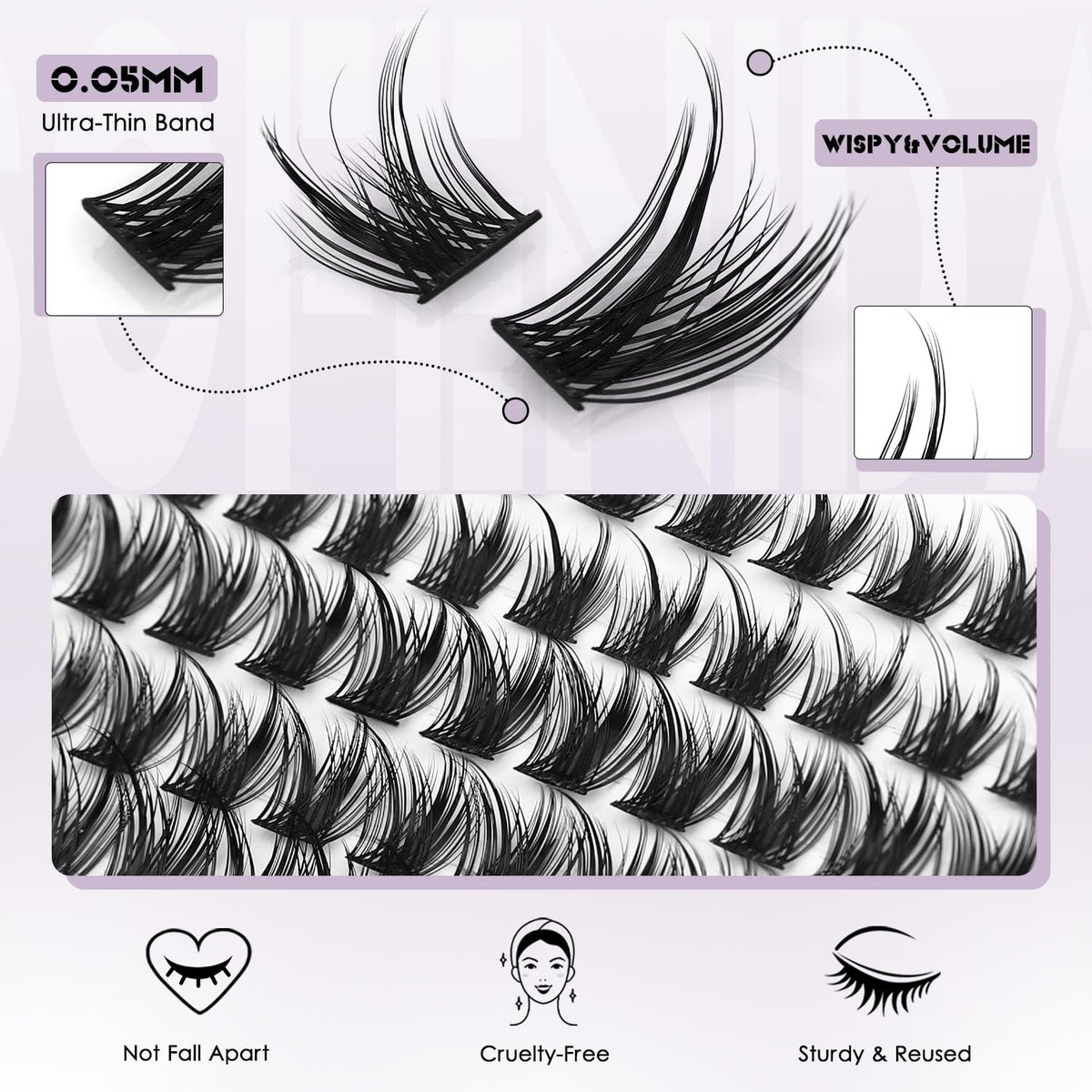 SOFENIDA Lash Clusters Kit Wispy Lash Clusters Cluster Eyelash Extensions 10-18mm Lash Extension Kit Eyelash Cluster Eyelash Extensions Waterproof DIY Individual Lashes Clusters with Soft Thin Band SOFENIDA