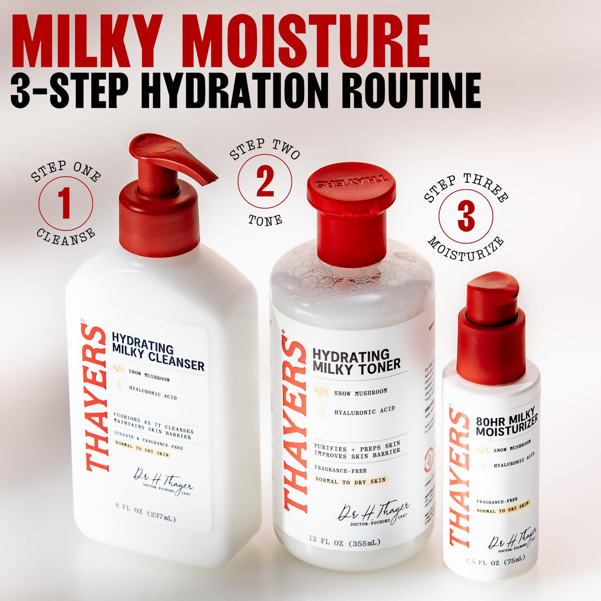 THAYERS Milky Face Toner Skin Care with Snow Mushroom Tremella and Hyaluronic Acid, Natural Gentle Facial Toner, for Dry and Sensitive Skin, 355mL THAYERS