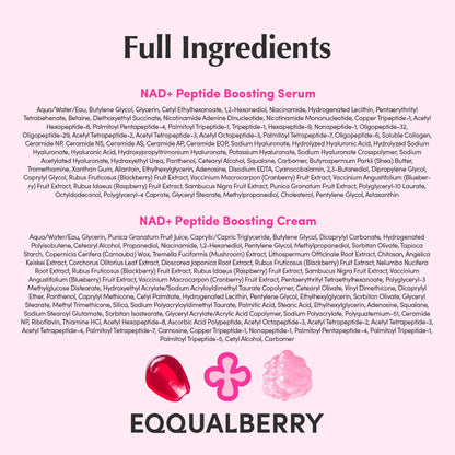 EQQUALBERRY NAD+ Peptide Boosting Serum & Cream Duo | Pink Cream for Anti-Aging, Firming & Lifting, Jawline, Neck, Décolleté | Korean Skin Care EQQUALBERRY