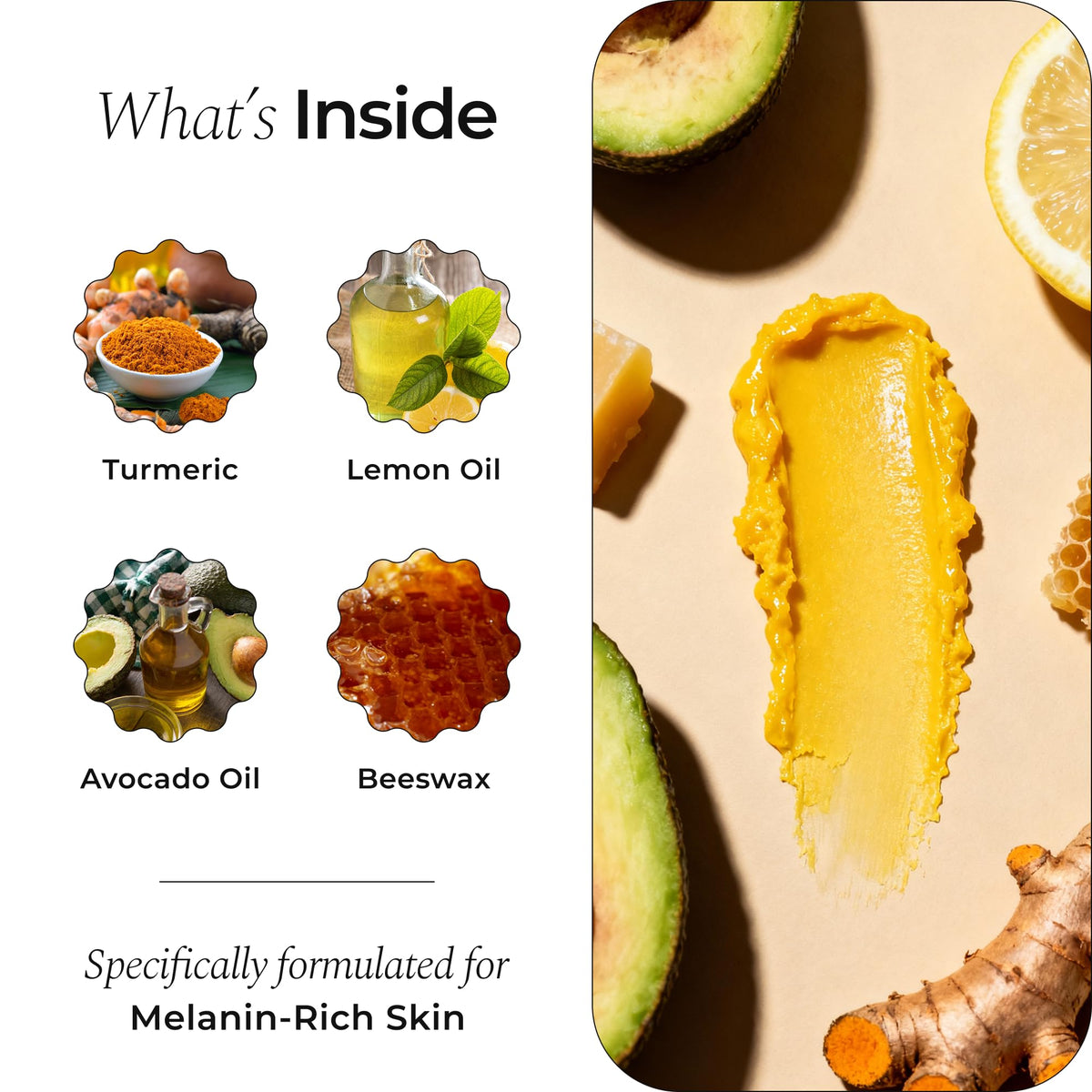 Glo Melanin Natural Lemon & Turmeric Lip Balm - Brighten, Nourish Dark Lips Glo Melanin