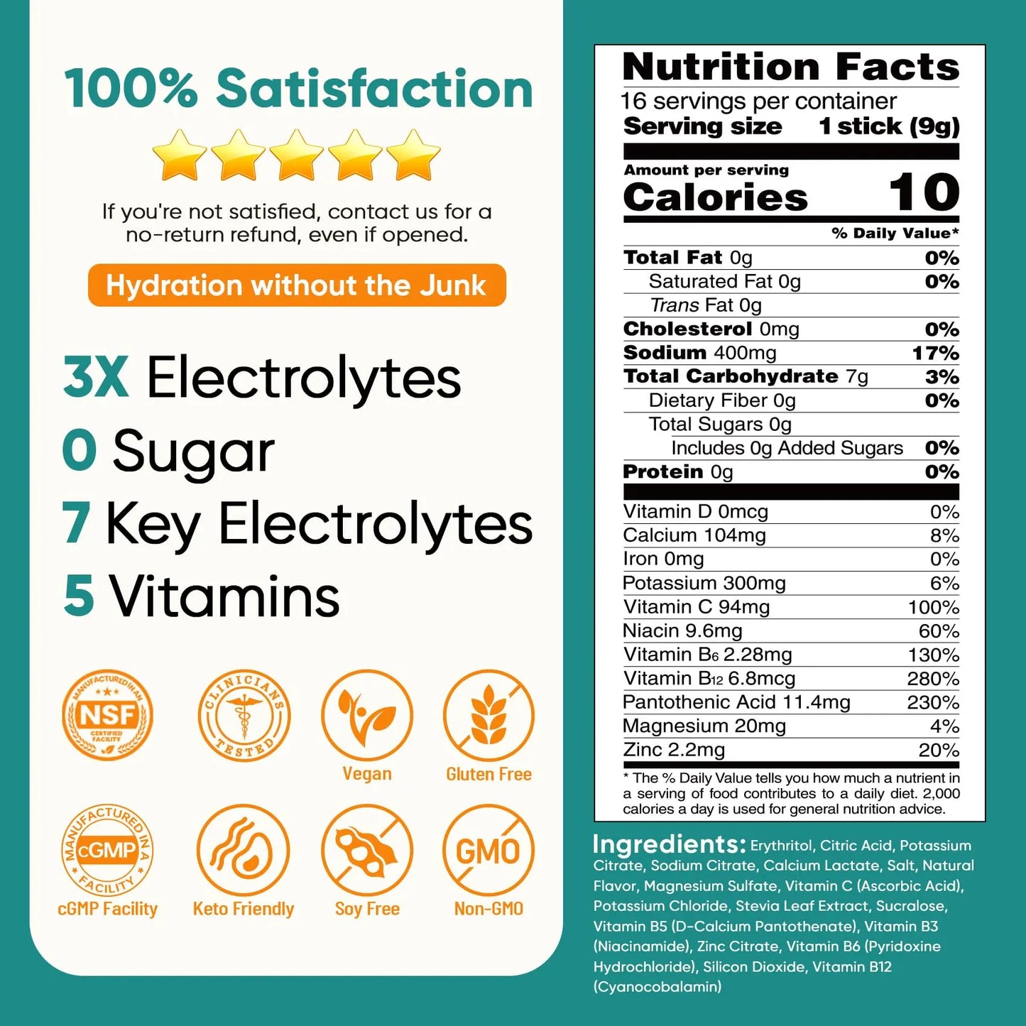 Venture Pal Sugar Free Electrolyte Powder Packets - Liquid Daily IV Drink Mix for Rapid Hydration & Party Recovery | 5 Vitamins & 7 Electrolytes| Keto Friendly Venture Pal