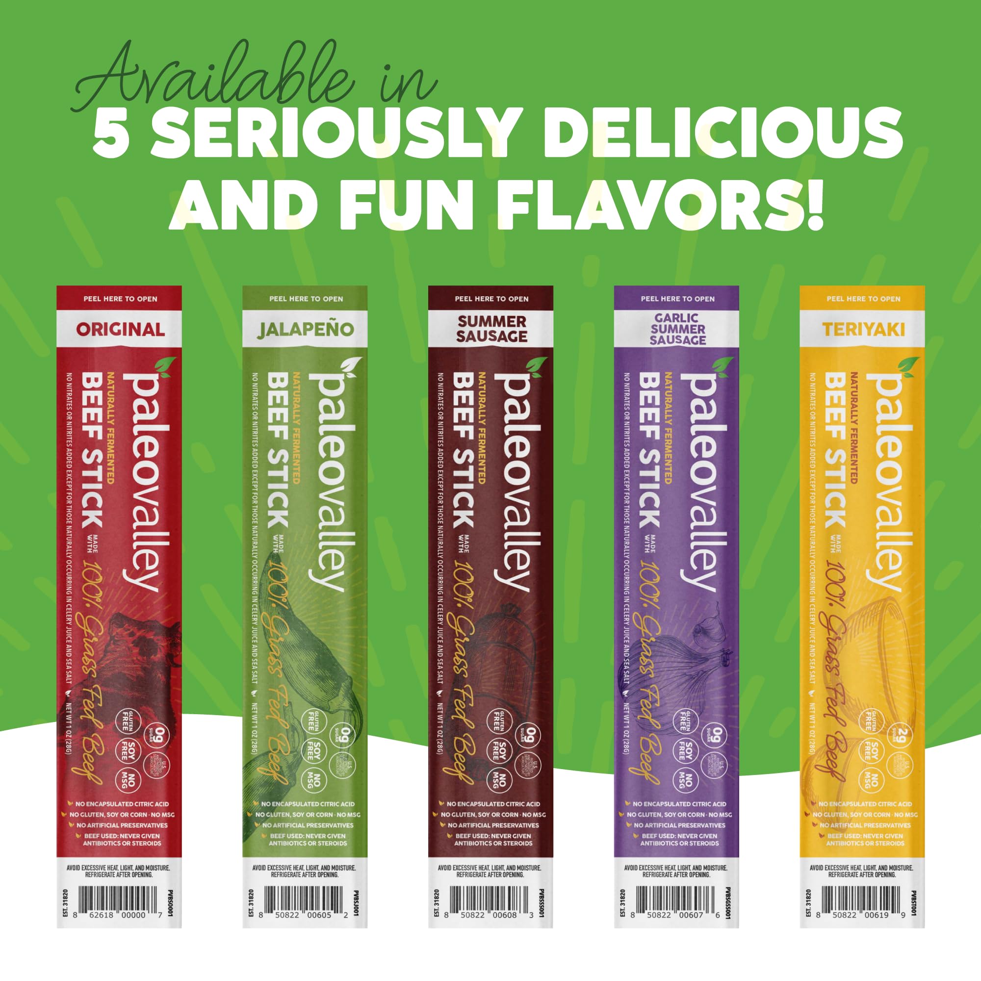 Paleovalley 100% Grass Fed Beef Sticks - Delicious Gluten Free Beef Snack - High Protein Keto Friendly, 50 Count Variety Pack Paleovalley buy australia supplements