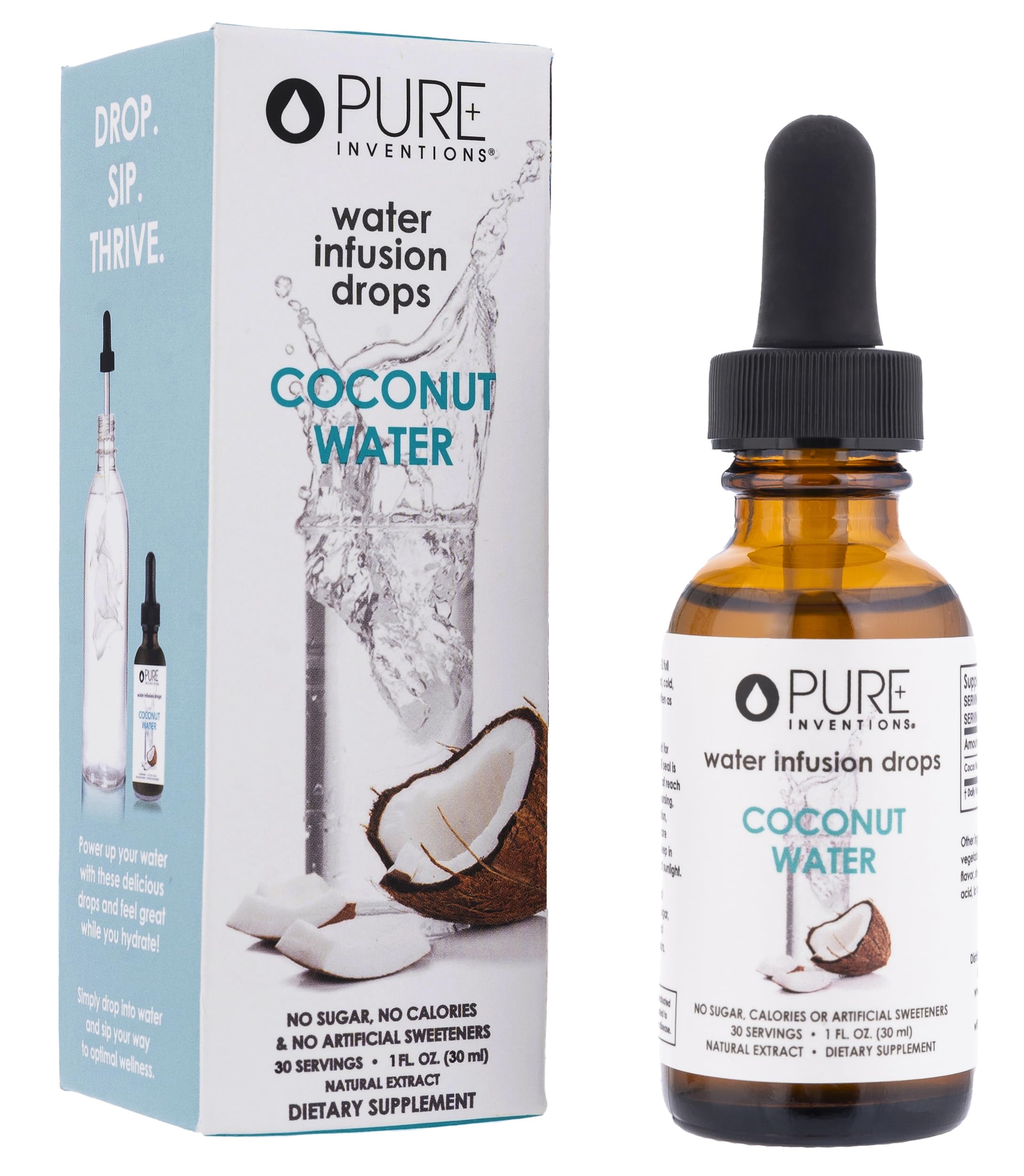 Pure Inventions - Coconut Water Infusion Drops – Electrolytes - Sugar-Free Hydration, Zero Calories, No Artificial Sweeteners, Clean Ingredients, 30 Servings Pure Inventions buy australia supplements