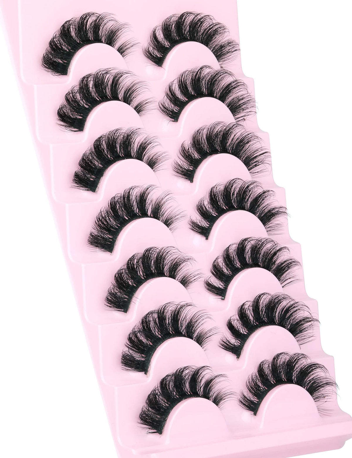 Mink Lashes Fluffy Wispy Lashes Natural Look 3D False Eyelashes D Curl Russian Strip Lashes 7 Pairs Short Fake Eyelash Pack by EYDEVRO EYDEVRO