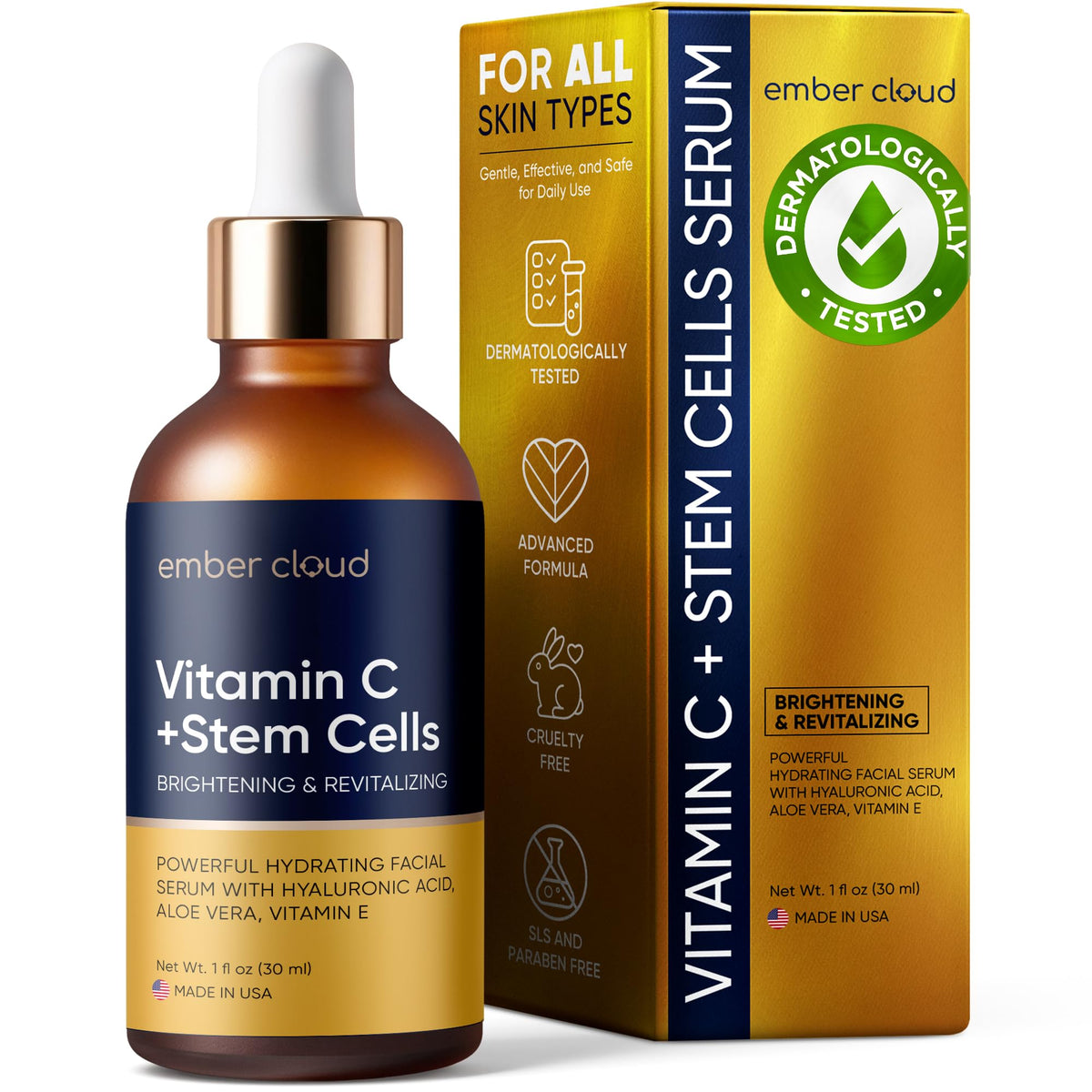Ember Cloud Vitamin C Serum for Face with Stem Cells & Hyaluronic Acid 1 Oz Ember Cloud