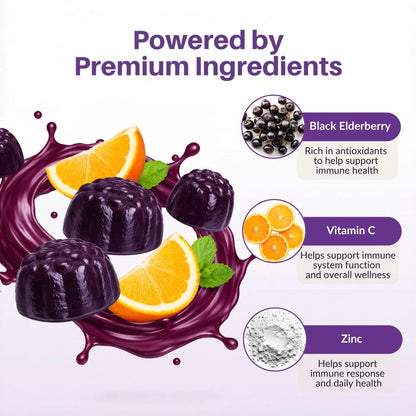 Sambucol Elderberry Gummies - Immune Support Supplement for Adults & Kids with Vitamin C & Zinc, Sambucol Elderberry Sambucol