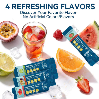 Aibiodi Electrolytes Powder Packets - Sugar Free & Zero Calorie Liquid Daily IV Drink Mix - Instant Hydration & Energy Supplement with 6 Electrolytes and 5 Vitamins Aibiodi