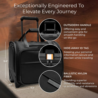 Briggs & Riley Essential 22" 2-Wheel Expandable Carry On - Luggage for Travel, Suitcases with Wheels, Softside Rolling Bag for Men & Women, Self-Repairing Zipper - Baseline Collection, Black Gsupps Australia