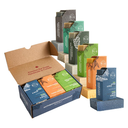 Crate 61 Organics, Handmade in Canada, Plant Based Cold Process Natural Bar Soap, With Premium Essential Oils, Dry Skin, Pack of 6 (For Him) Crate 61 Organics