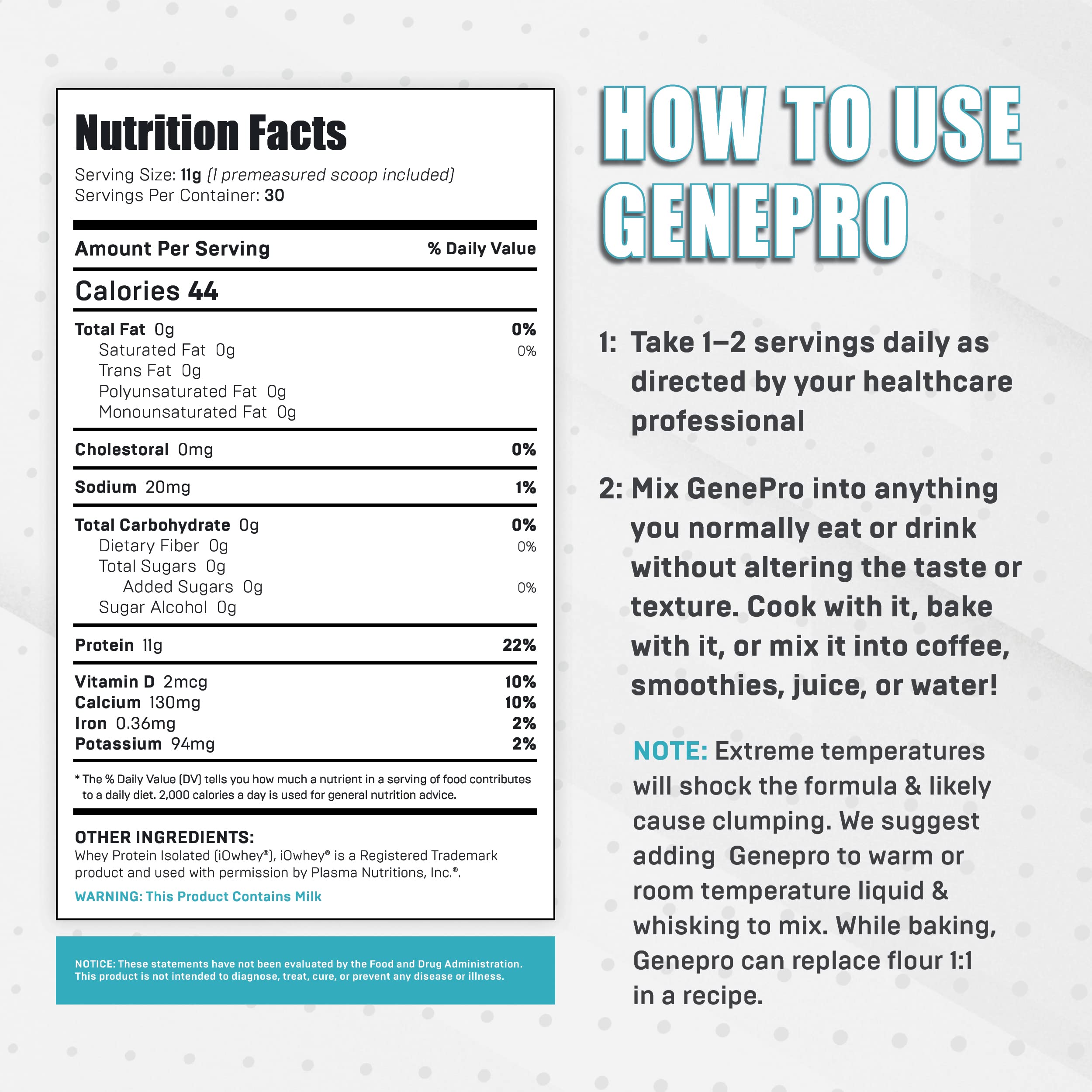 Genepro Unflavored Protein Powder - New Formula - Lactose-Free, Gluten-Free, & Non Genepro Gen. 3 The Protein Solution buy australia supplements