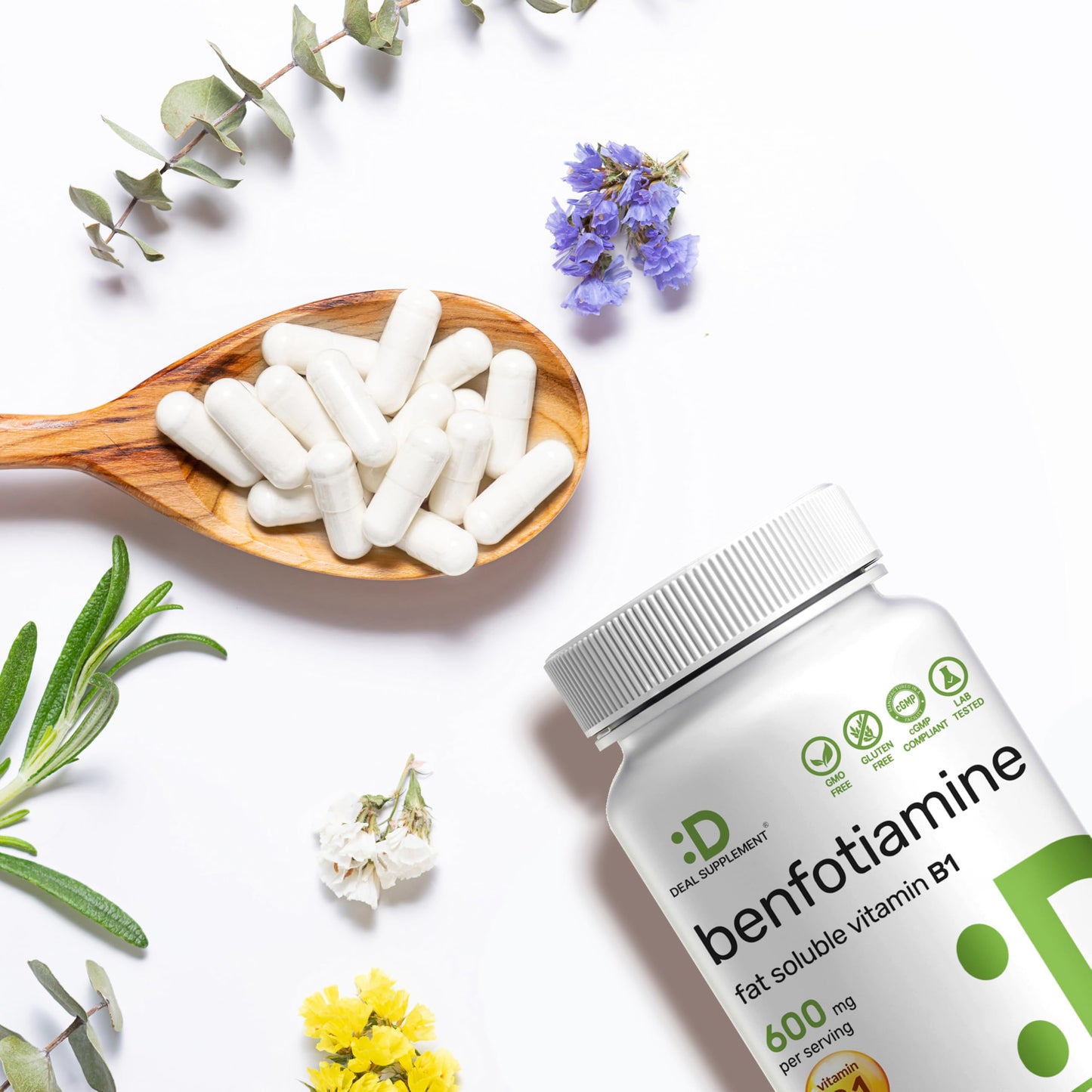 Benfotiamine 600mg Per Serving, 180 Veggie Capsules (300mg Per Cap) – Fat Soluble Vitamin B1 Thiamine Supplement DEAL SUPPLEMENT