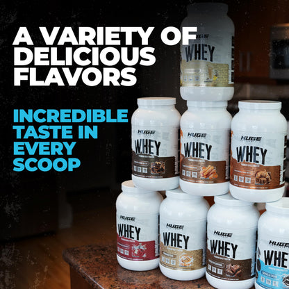 Huge Whey, Protein Powder for Muscle Gain, 25g Protein, 12g EAAs, Supports Muscle Growth, Performance & Recovery (Chocolate Brownie, 30 Servings)