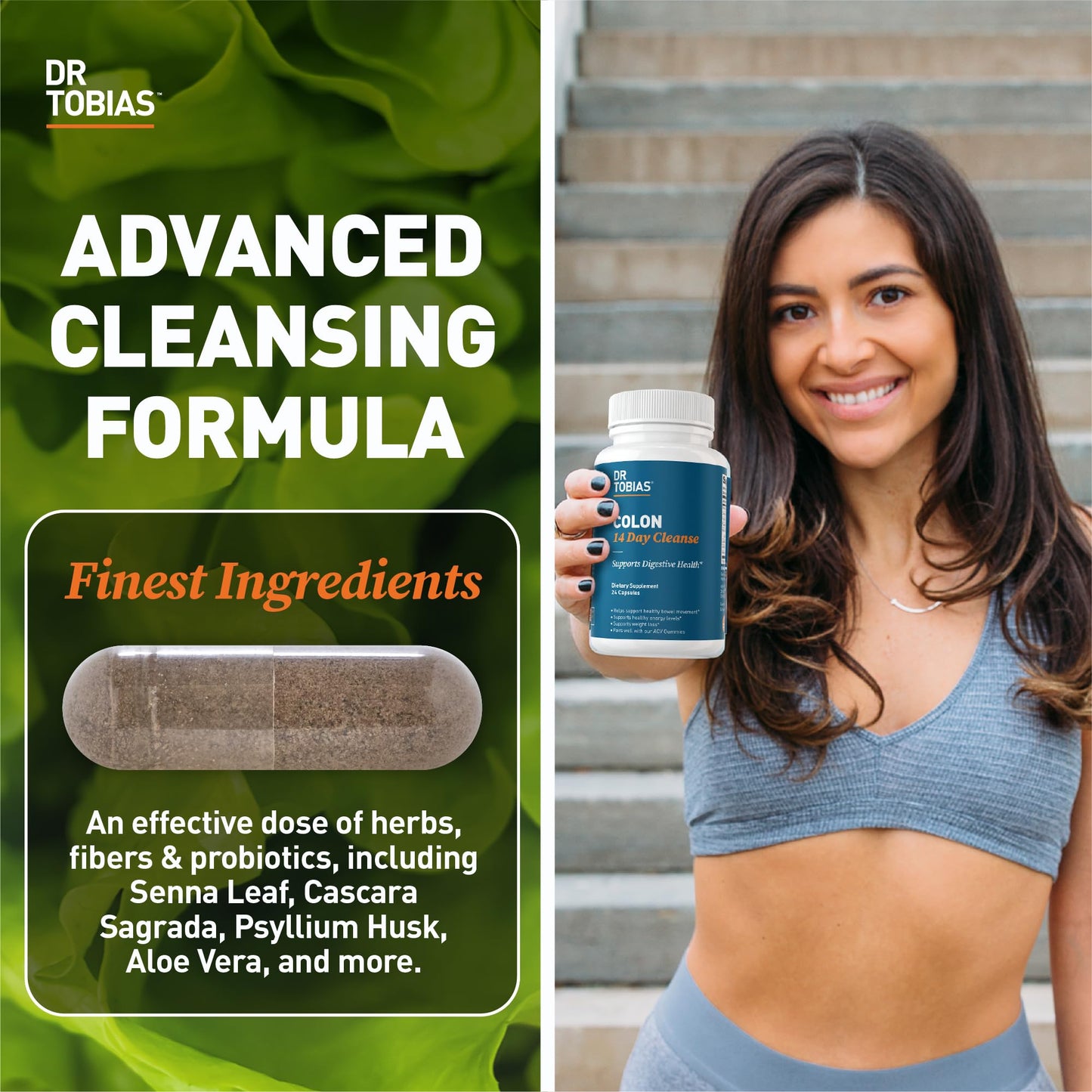 Dr. Tobias Colon Cleanse - Constipation Relief & Gut Health Support for Women & Men | 14 Day Colon Cleanser for a Gentle Colon Detox & Gut Flush - 28 Capsules (1-2 Daily)