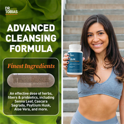 Dr. Tobias Colon Cleanse - Constipation Relief & Gut Health Support for Women & Men | 14 Day Colon Cleanser for a Gentle Colon Detox & Gut Flush - 28 Capsules (1-2 Daily)