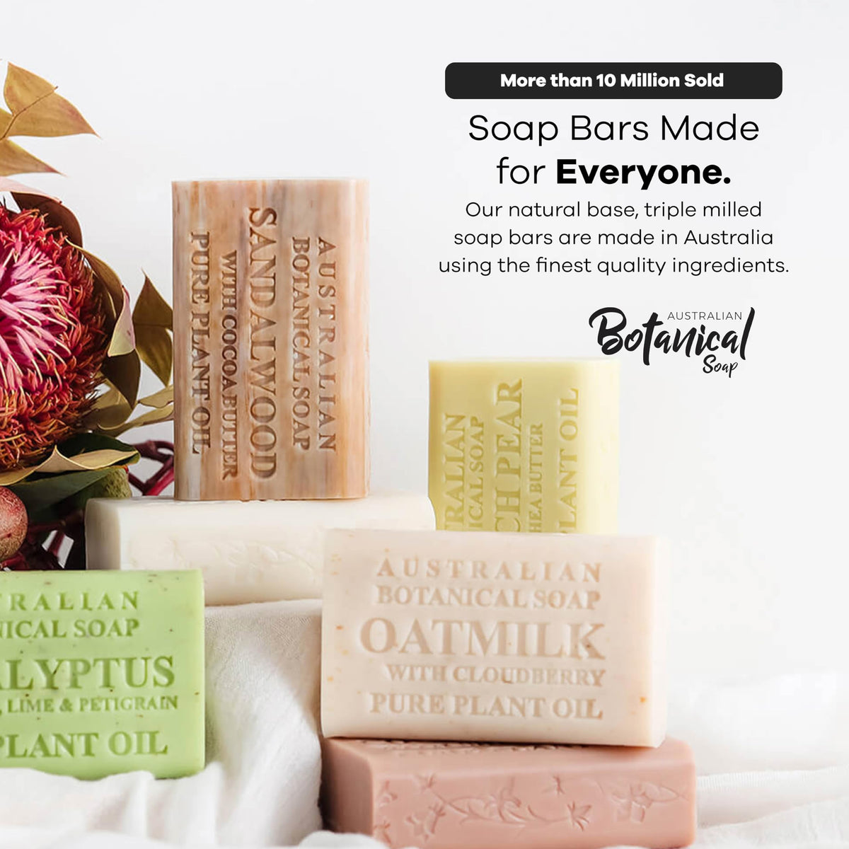 Australian Botanical Soap 6.6 OZ, Pack of 8, Goat Milk Soap Bars with Soya Bean Oil, Enriched with Organic Shea Butter, Suitable for All Skin Types, Packaging May Vary Australian Botanical Soap