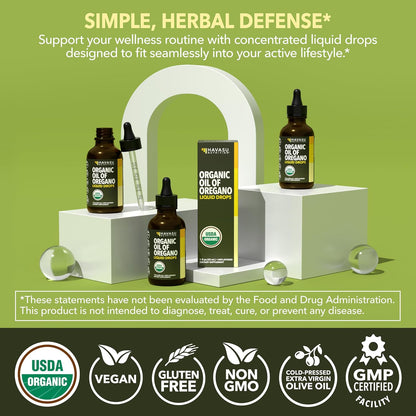 Organic Oil of Oregano Drops, 200 Servings, 1 Fl Oz High Strength Carvacrol | Oregano Oil Liquid Drops for Daily and Seasonal Immune Support, 6 Month Supply, Alcohol Free, Non-GMO, USDA Certified, Vegan Gsupps Australia