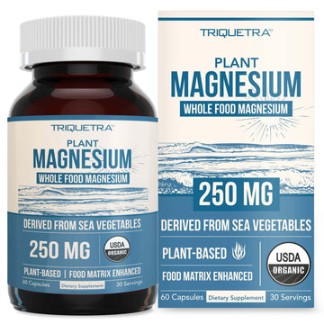 Organic Whole Food Magnesium Supplement - Plant-Based, Organic Sea Vegetable Complex - 250 mg Per Serving | Water Extracted | Gentle on Stomach | Supports Energy, Sleep, Muscle, Heart - 60 Capsules Triquetra Health buy australia supplements
