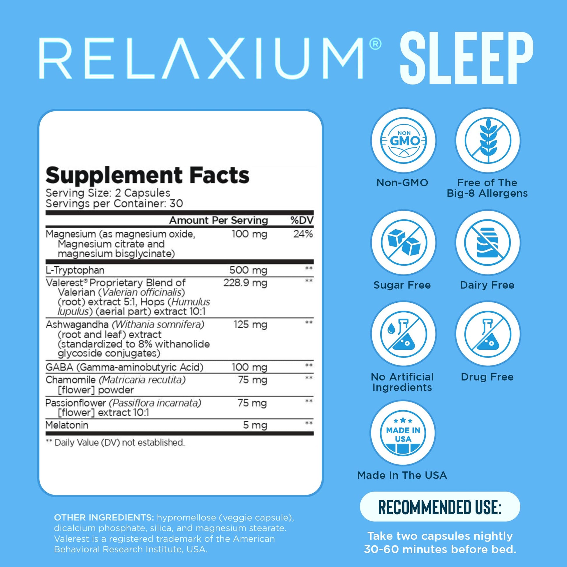 Relaxium Sleep Aid for Adults, Melatonin 5mg with Magnesium Glycinate, Sleep-Promoting Valerest & Ashwagandha, Non-Habit Forming Sleep Supplement, 60 Capsules, 30-Day Supply Relaxium buy australia supplements