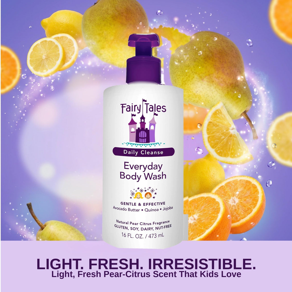 Fairy Tales Daily Cleanse Kids Body Wash | Kids Soap With Gentle, Clean Natural Ingredients | Sulfate Free, Silicone Free, Body Wash for Boys and Girls - 16 oz. Fairy Tales