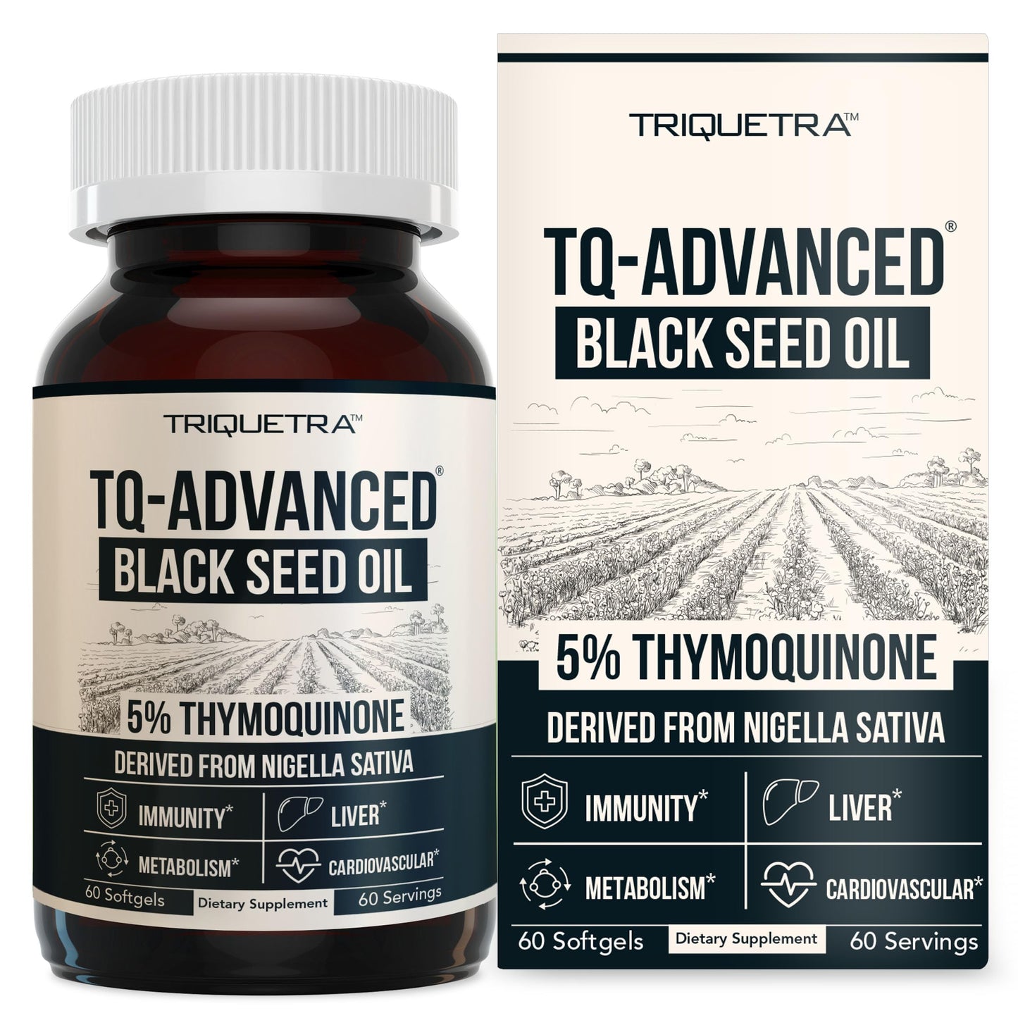 Black Seed Oil Softgels | 5% Thymoquinone - TQ-Advanced® | High Potency - 500 mg per Capsule - 15:1 Concentrate from Nigella Sativa Extract Triquetra Health
