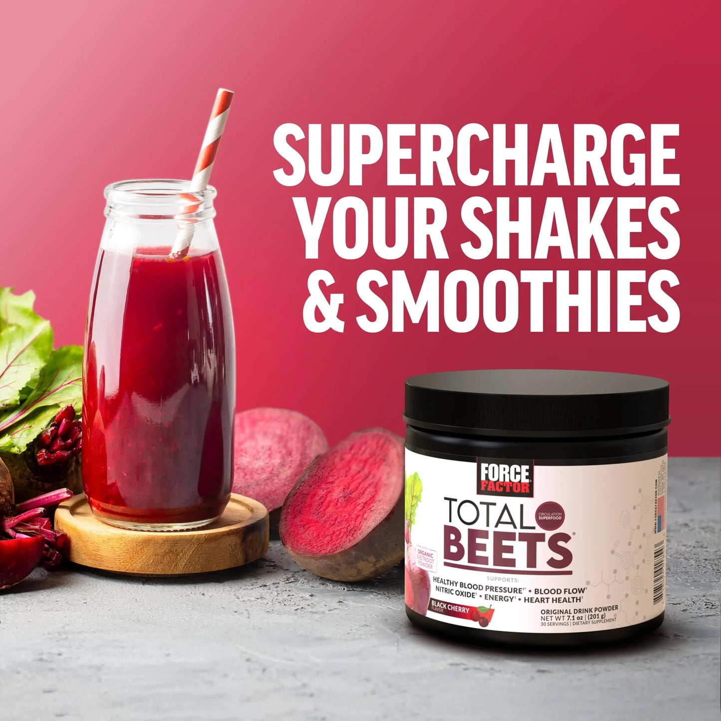 Force Factor Total Beets Superfood Beet Root Powder 2-Pack, Nitrates to Support Circulation, Blood Flow, Nitric Oxide, Energy, Endurance, Stamina Force Factor