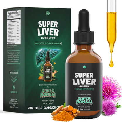 SuperBonsai Super Liver Support with Milk Thistle - All Natural Liver Cleanse Detox & Repair Aid - Doctor-Formulated Liver Supplement SuperBonsai