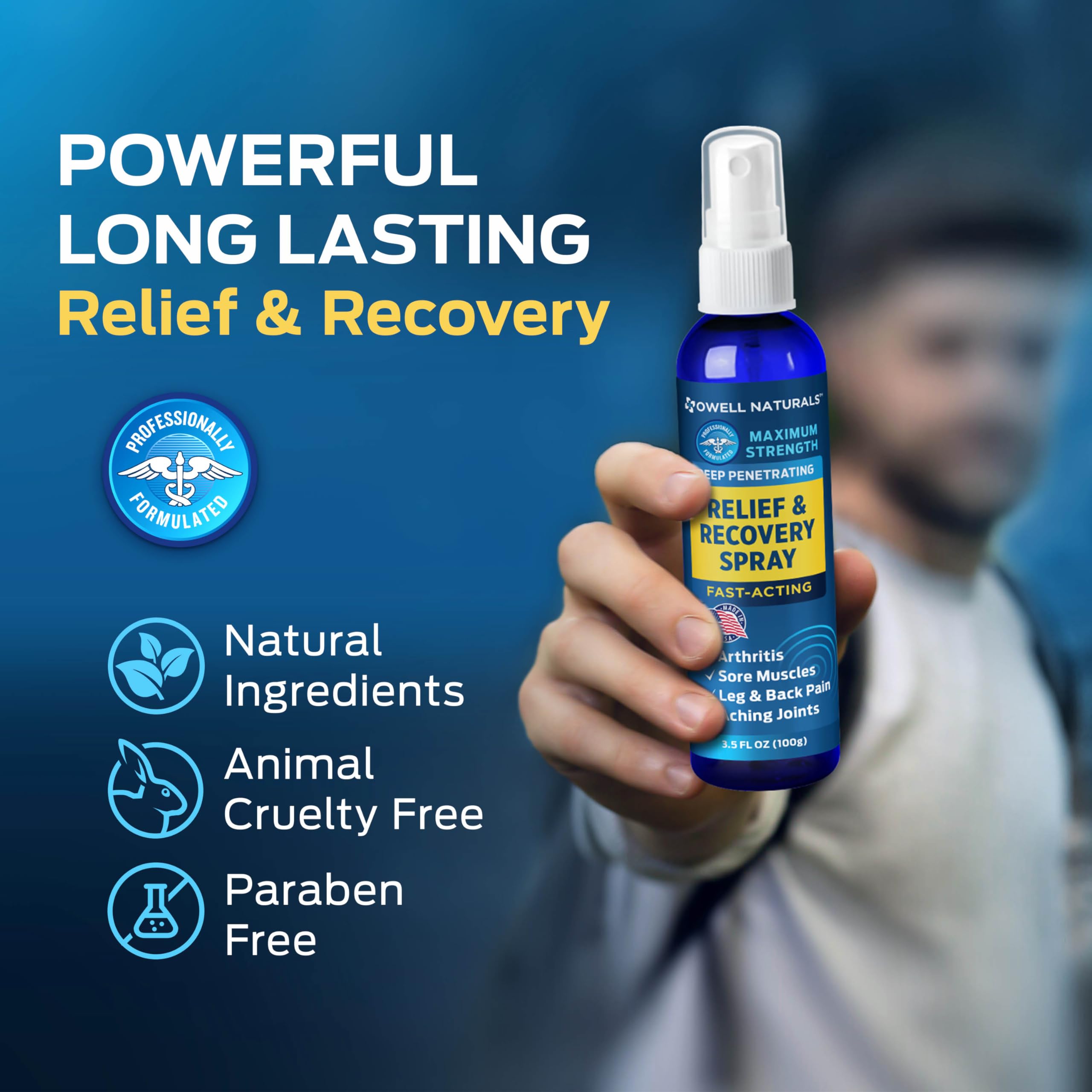 OWELL NATURALS Deep Penetrating Pain Relief Liquid Spray, Fast-Acting, Long Lasting, Natural Relief for Muscle Aches, Joint Pain, Stiffness, Quick Dry Formula, 3.5 oz Owell Naturals buy australia supplements