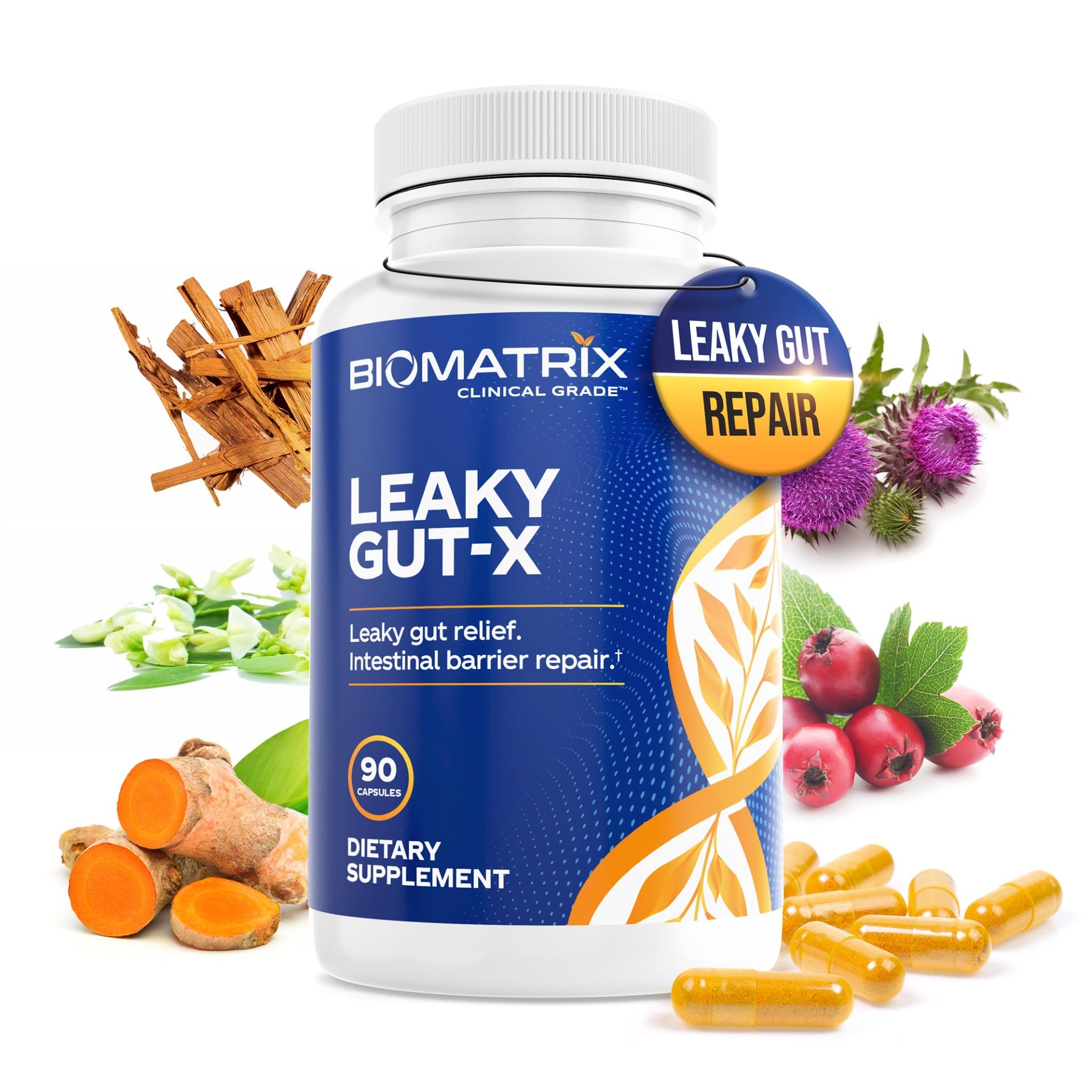 BioMatrix Leaky Gut Repair Supplement w/Glutamine, Quercetin, Cat's Claw, MSM, SIBO, Prebiotic Support, Intestinal Barrier Revive for Men and Women | 60-Day Supply – Leaky Gut-X BioMatrix buy australia supplements