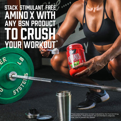 BSN Amino X Muscle Recovery & Endurance Powder with BCAAs, 10 Grams of Amino Acids, Keto Friendly, Caffeine-Free, Support Endurance, Zero Sugar, Blue Raz, BSN