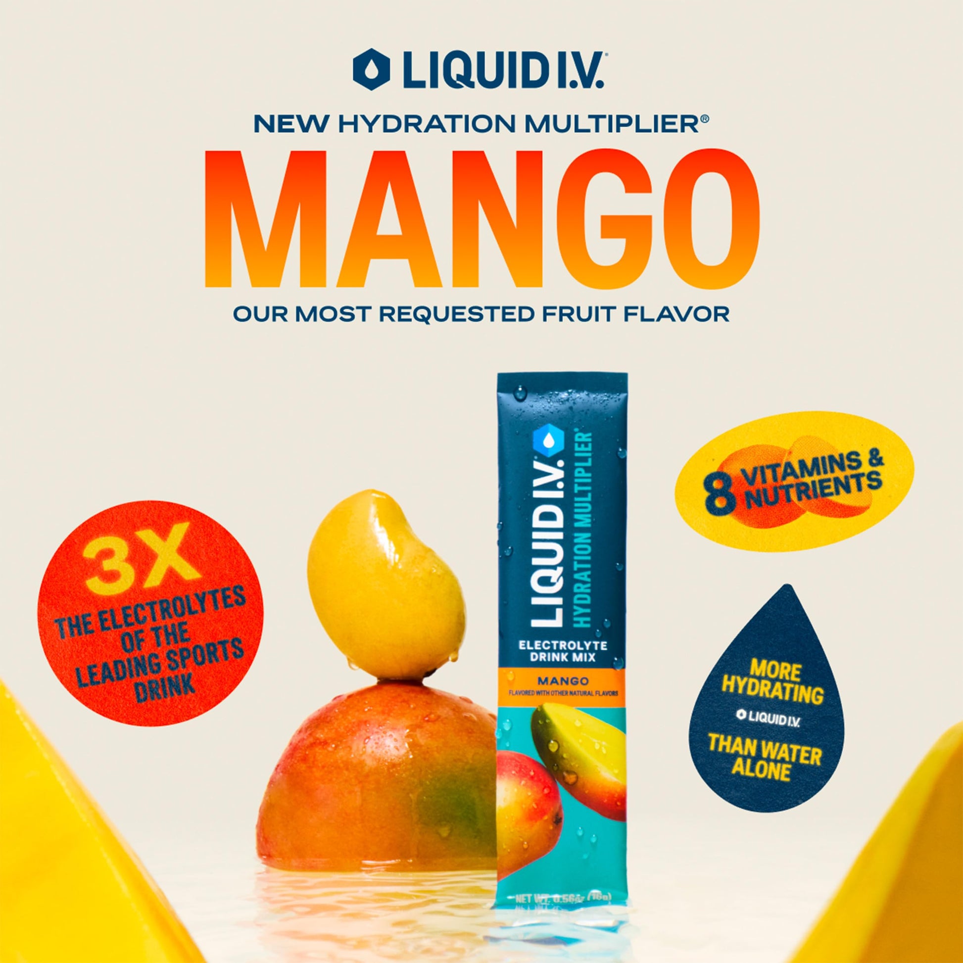 Liquid I.V.® Hydration Multiplier - Mango | Electrolyte Powder Drink Mix | 3 Pack (48 Servings) Liquid I.V. buy australia supplements